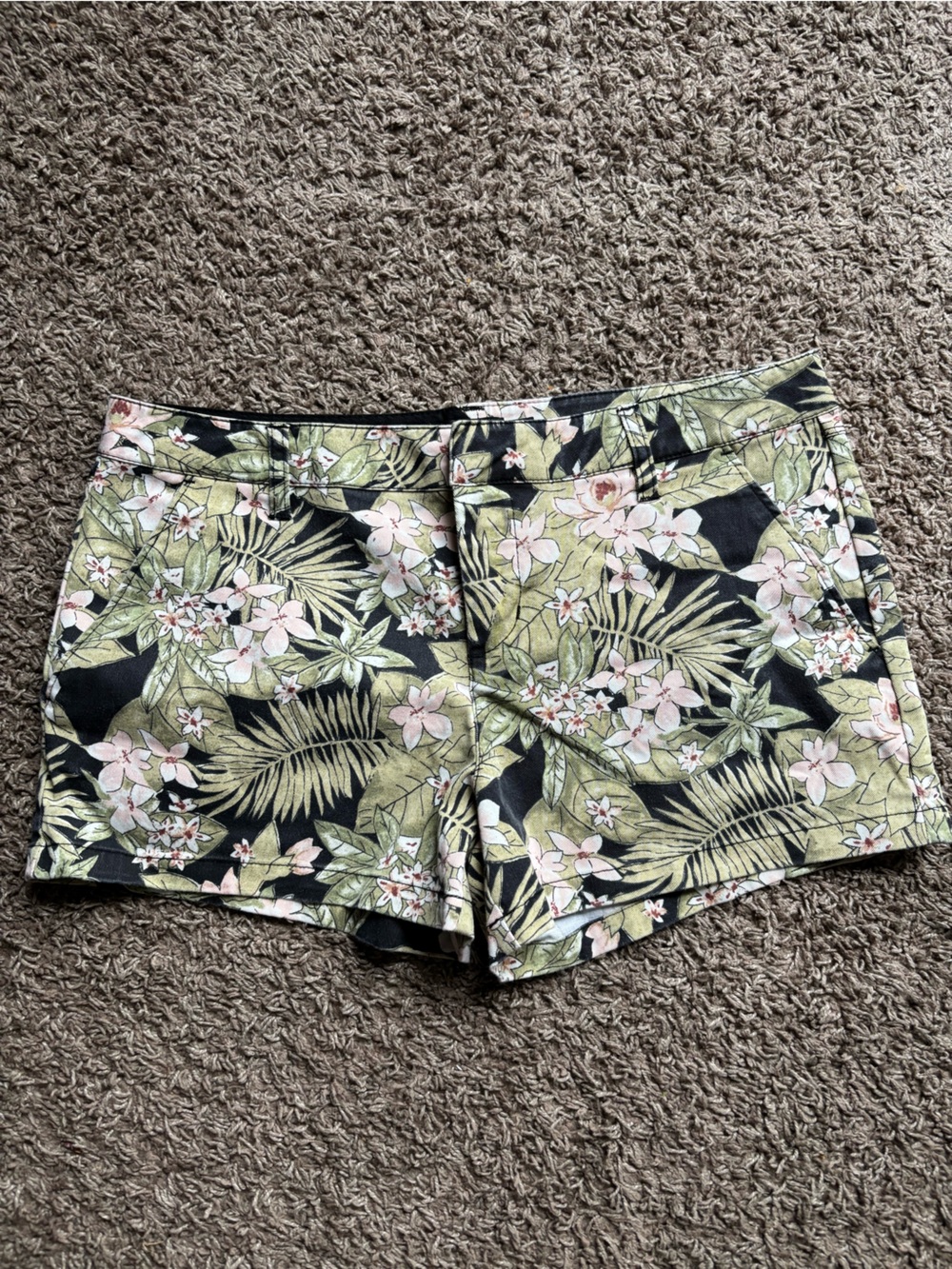 Volcom Tropical Floral Print Shorts - Black, Green & Pink